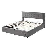 Thumbnail for Upholstered Bed King Size Bed With Slats And Headboard, Without Mattress