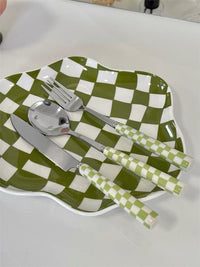 Thumbnail for 6 - Pack Modern Checkered Flatware Sets