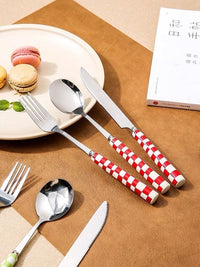 Thumbnail for 6 - Pack Modern Checkered Flatware Sets