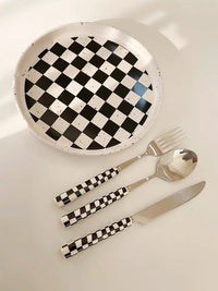 Thumbnail for 6 - Pack Modern Checkered Flatware Sets