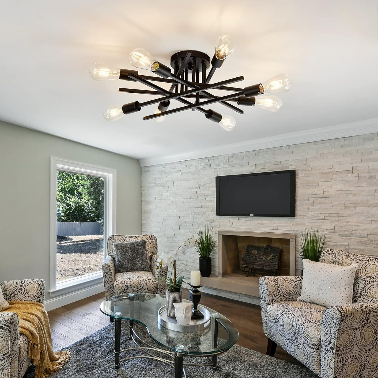 8-Lights Semi Flush Mount Ceiling Light Fixture