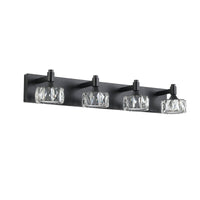 Thumbnail for Modern 4-Light Matte Black LED Vanity Light Fixture with Crystal Glass