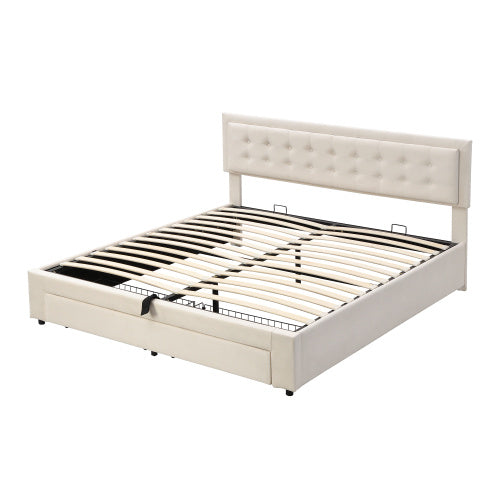 Upholstered Bed King Size Bed With Slats And Headboard, Without Mattress
