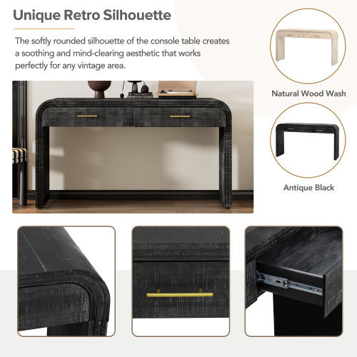 Unique Retro Silhouette Console Table with Two Top Drawers