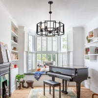 Thumbnail for Geometric Industrial Style Chandelier With Matt Black Shade