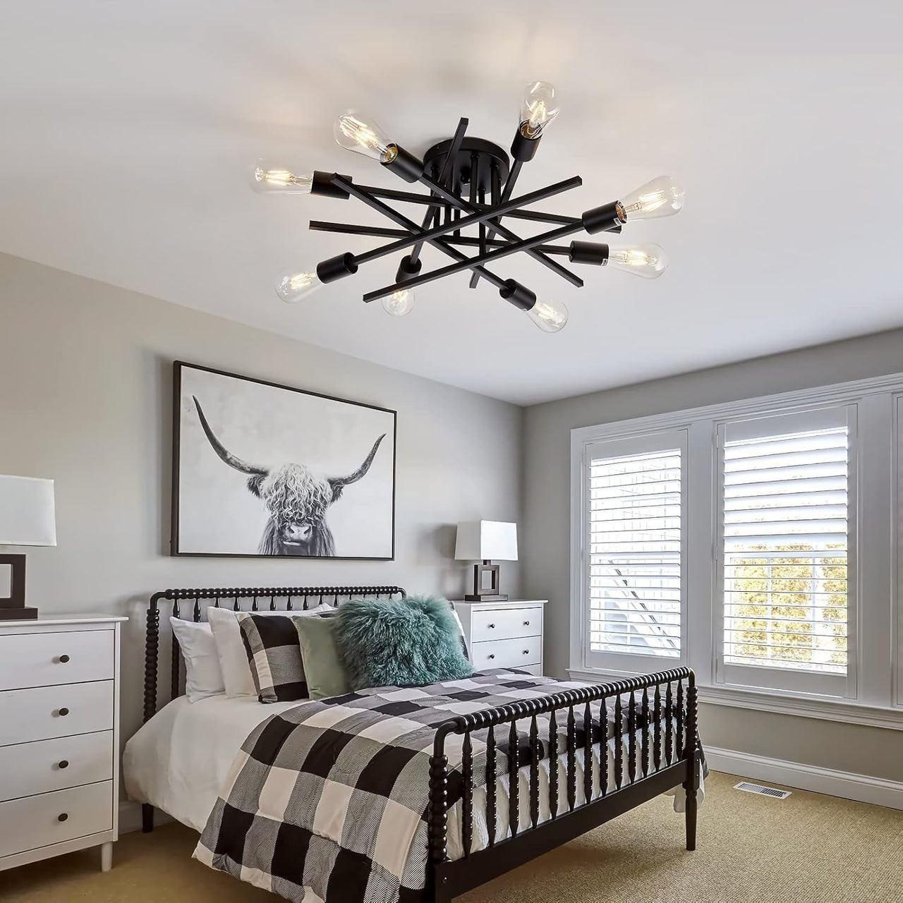 8-Lights Semi Flush Mount Ceiling Light Fixture