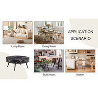 Thumbnail for Black Marble-Patterned MDF Round Coffee Table With Black Metal Legs