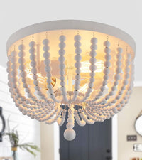 Thumbnail for White Boho Beaded Flush Mount Ceiling Light