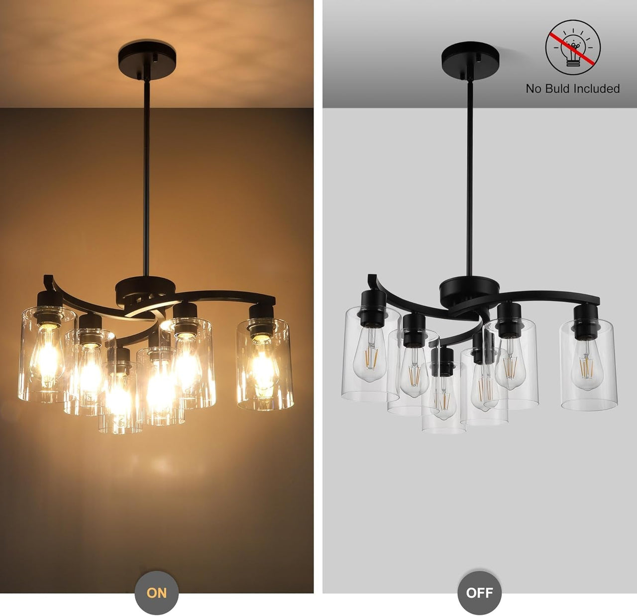 6-Light Modern Farmhouse Black Chandelier