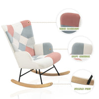 Thumbnail for Mid Century Fabric Rocker Chair With Wood Legs