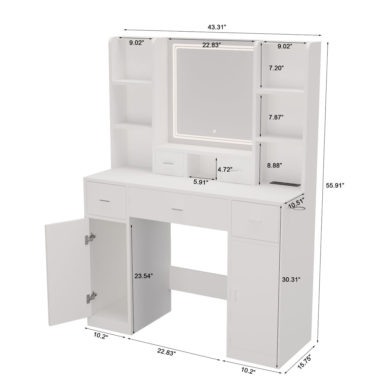 Smart Mirror Dressing Table With Drawers And Storage Cabinet