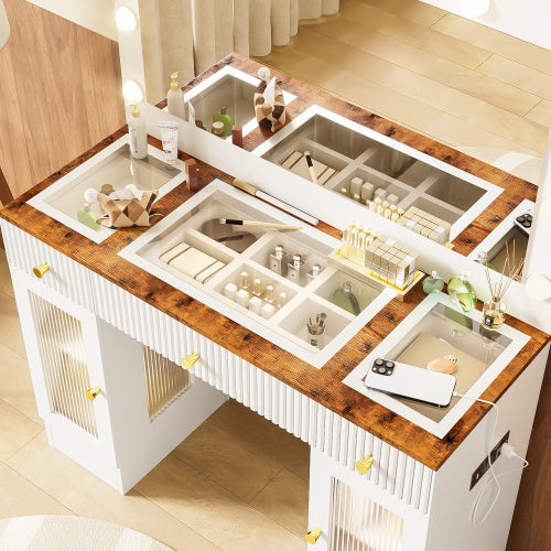 Large Dressing Table With 3 Color Lighting Modes & RGB Cabinets