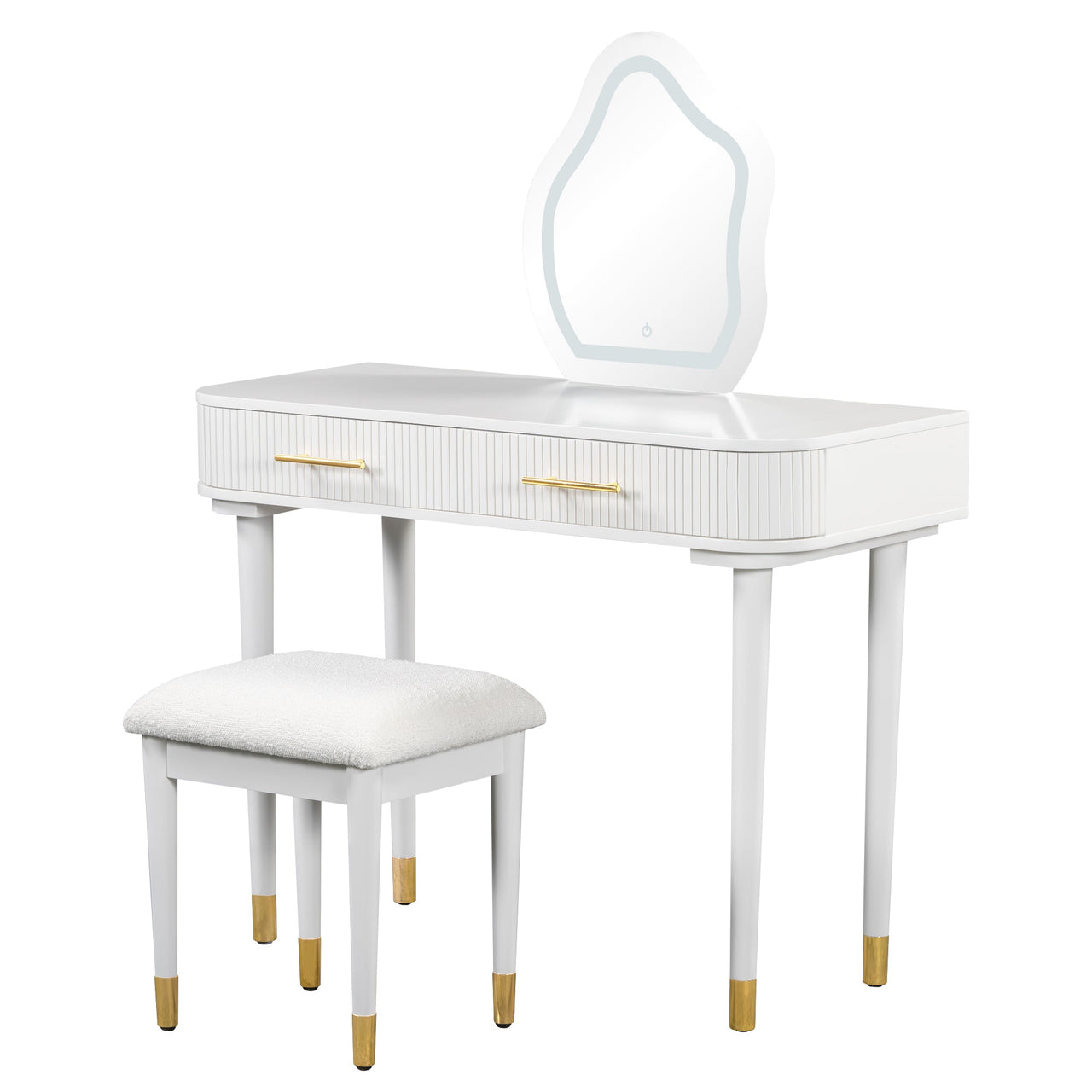 40" Modern Vanity Table Set with Mirror Touch Screen Lighted Mirror