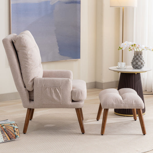Lounge Chair With Footrest, 5-stage Adjustable Backrest
