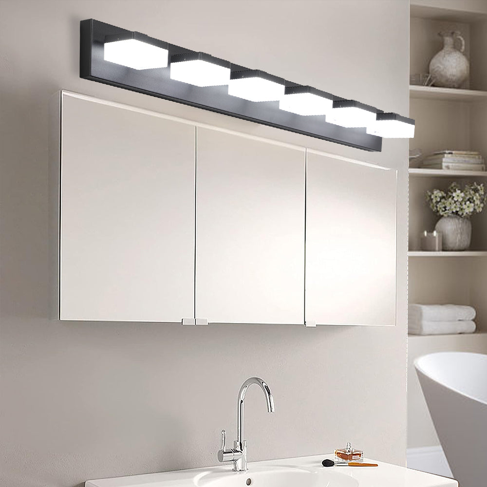 Modern 6-Light Black LED Vanity Mirror Light Fixture