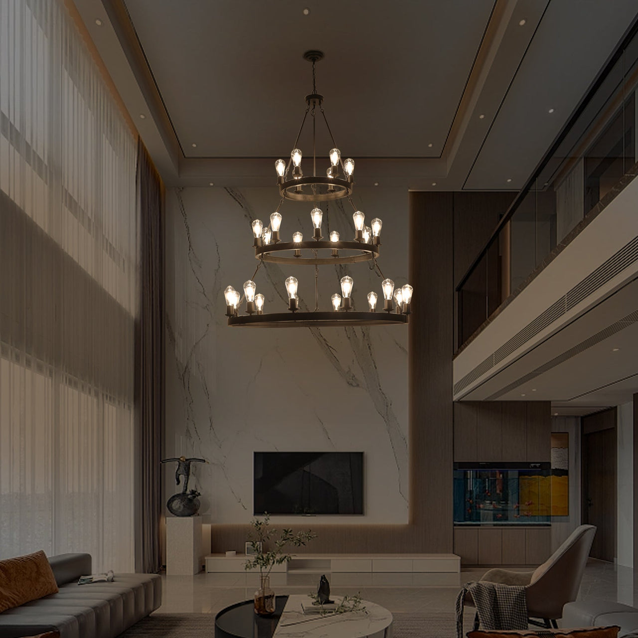 Light Metal Ring Chandelier