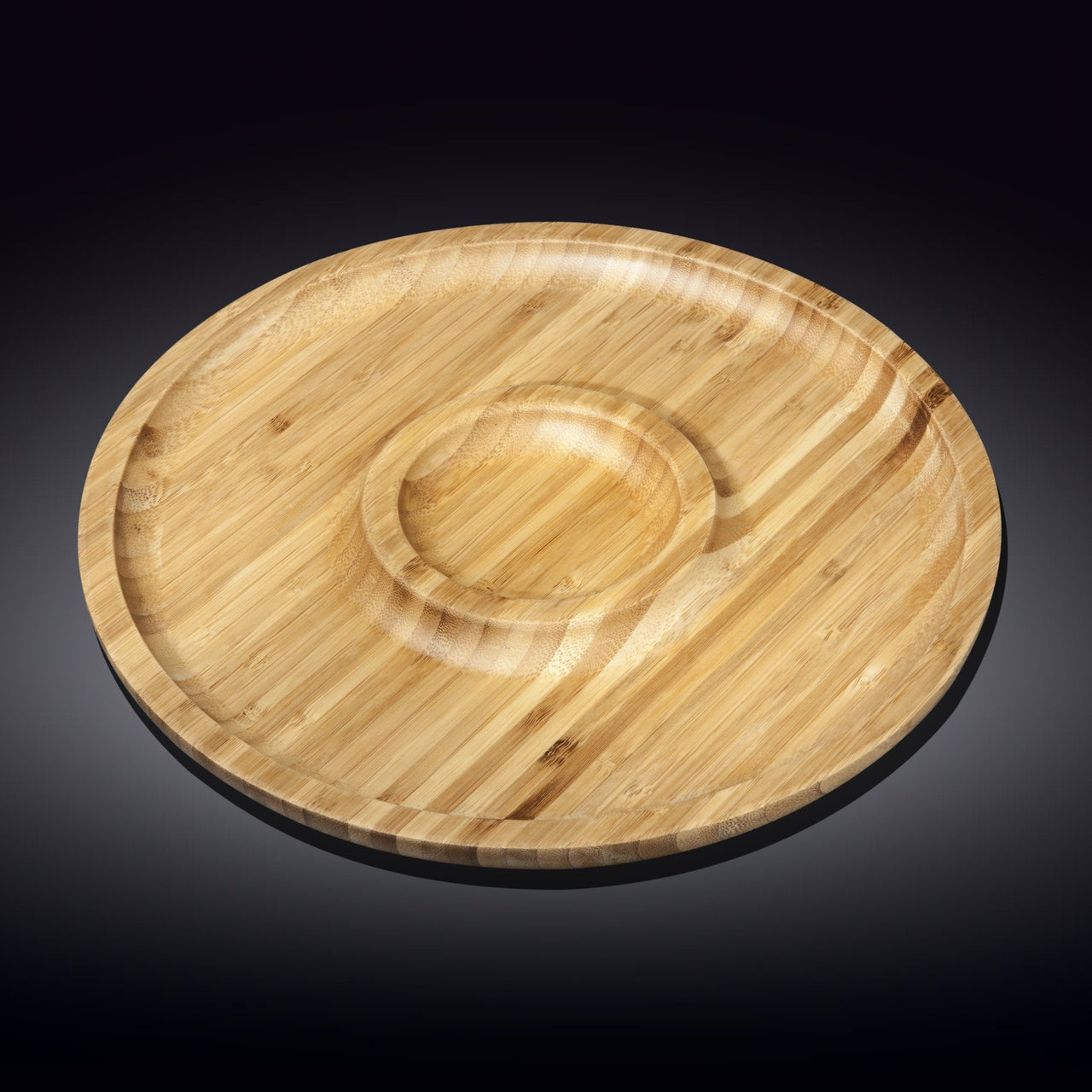 Bamboo 2 Section Platter For Appetizers / Barbecue