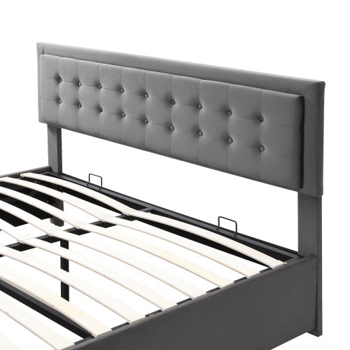 Upholstered Bed King Size Bed With Slats And Headboard, Without Mattress