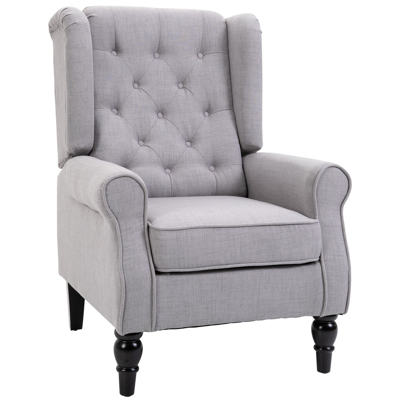 Gray Fabric Tufted Club Accent Chair With Removable Cushion