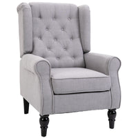Thumbnail for Gray Fabric Tufted Club Accent Chair With Removable Cushion