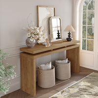 Thumbnail for Retro Wooden Entryway Table With Double Board Suspension Design