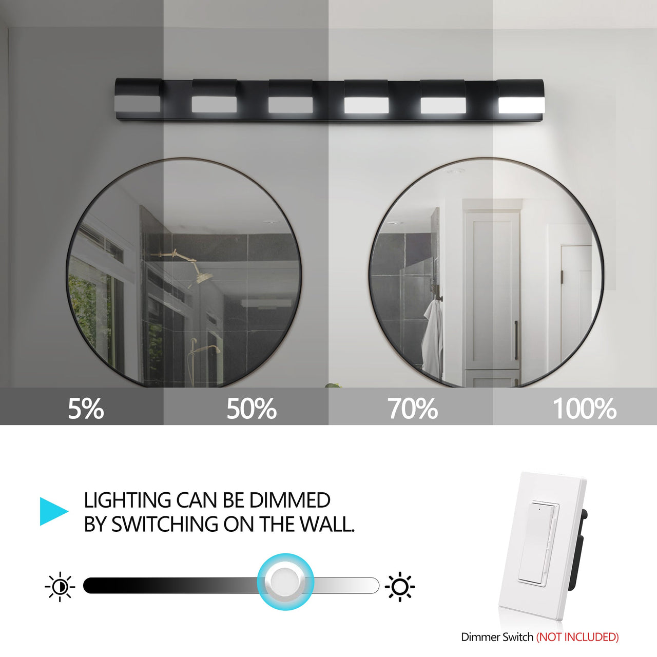 Modern Bathroom Vanity Lighting 6-Light LED Over Mirror