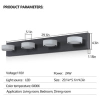 Thumbnail for LED Modern Black 4-Light Vanity Lights Fixtures