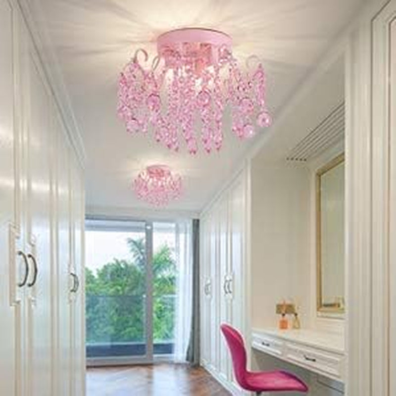 Small Pink Crystal Chandelier