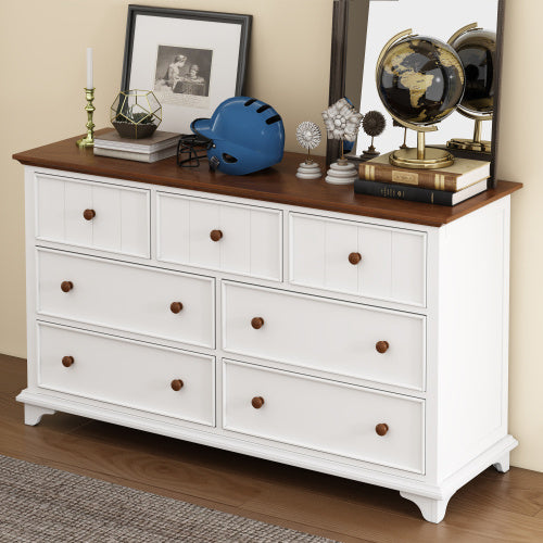 Wooden Captain Seven-Drawer Dresser For Bedroom