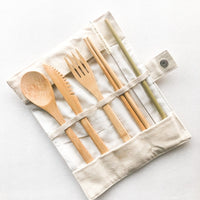 Thumbnail for Bamboo Cutlery Set | Zero Waste Reusable | Washable Organic Cotton