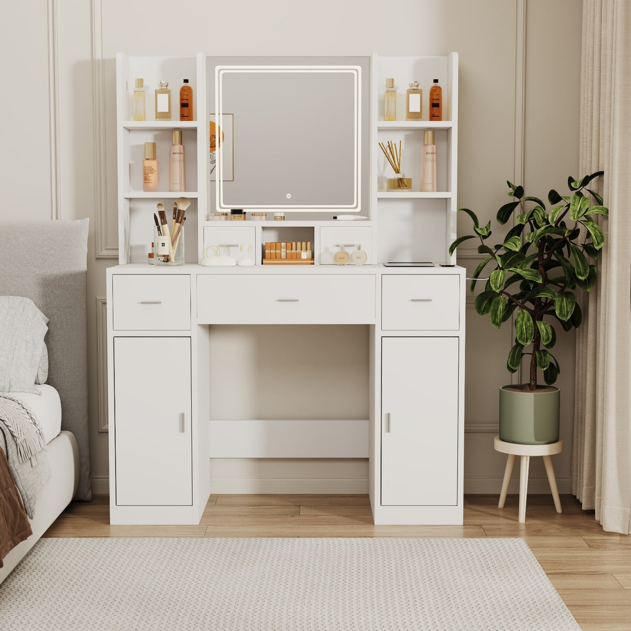 Smart Mirror Dressing Table With Drawers And Storage Cabinet