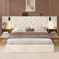 Thumbnail for King Upholstered Velvet Hydraulic Storage Bed With Reading Light