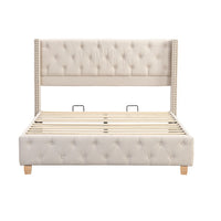 Thumbnail for Upholstered King Size Bed With Slatted Frame And Headboard