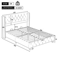 Thumbnail for Upholstered King Size Bed With Slatted Frame And Headboard