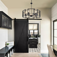 Thumbnail for Geometric Industrial Style Chandelier With Matt Black Shade