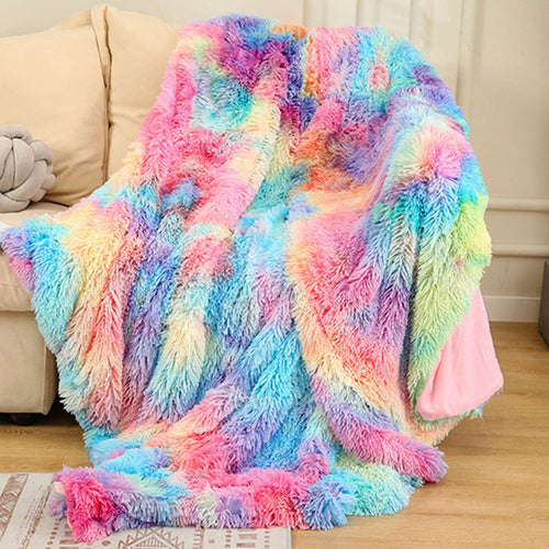 Warm & Fluffy Throw Blanket with Faux Fur