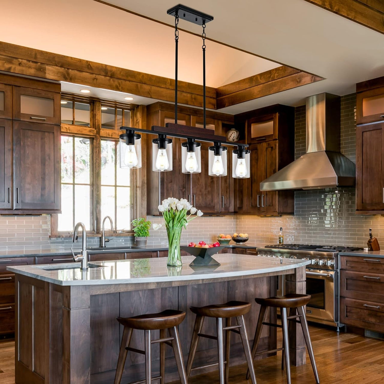 5-Light Farmhouse Linear Chandelier