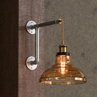 Thumbnail for Amber Glass Shade Swing Arm Wall Lamp