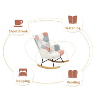 Thumbnail for Mid Century Fabric Rocker Chair With Wood Legs