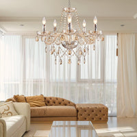 Thumbnail for Champagne Crystal Chandelier 5 Light Modern
