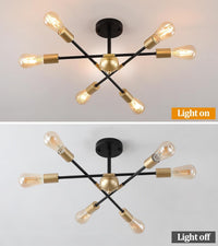 Thumbnail for Modern Semi Flush Mount Ceiling Light Fixture Black and Gold