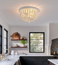 Thumbnail for White Boho Beaded Flush Mount Ceiling Light