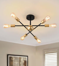 Thumbnail for Modern Semi Flush Mount Ceiling Light Fixture Black and Gold