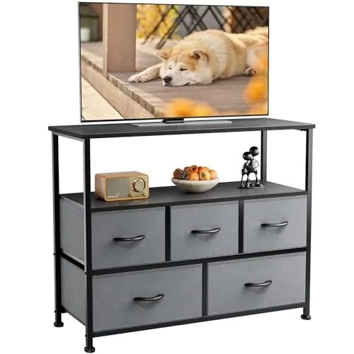 Closet Fabric Dresser With Metal Frame Tv Stand