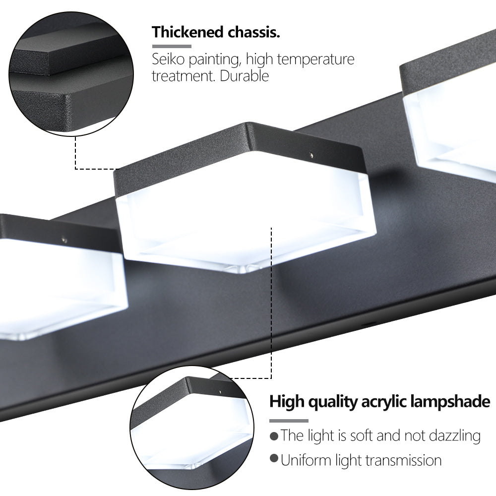 Modern 6-Light Black LED Vanity Mirror Light Fixture