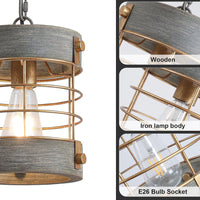 Thumbnail for Adjustable Metal and Wood Pendant Light