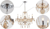 Thumbnail for Champagne Crystal Chandelier 5 Light Modern