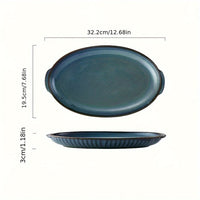 Thumbnail for Elegant Dark Blue Oval Ceramic Serving Platter