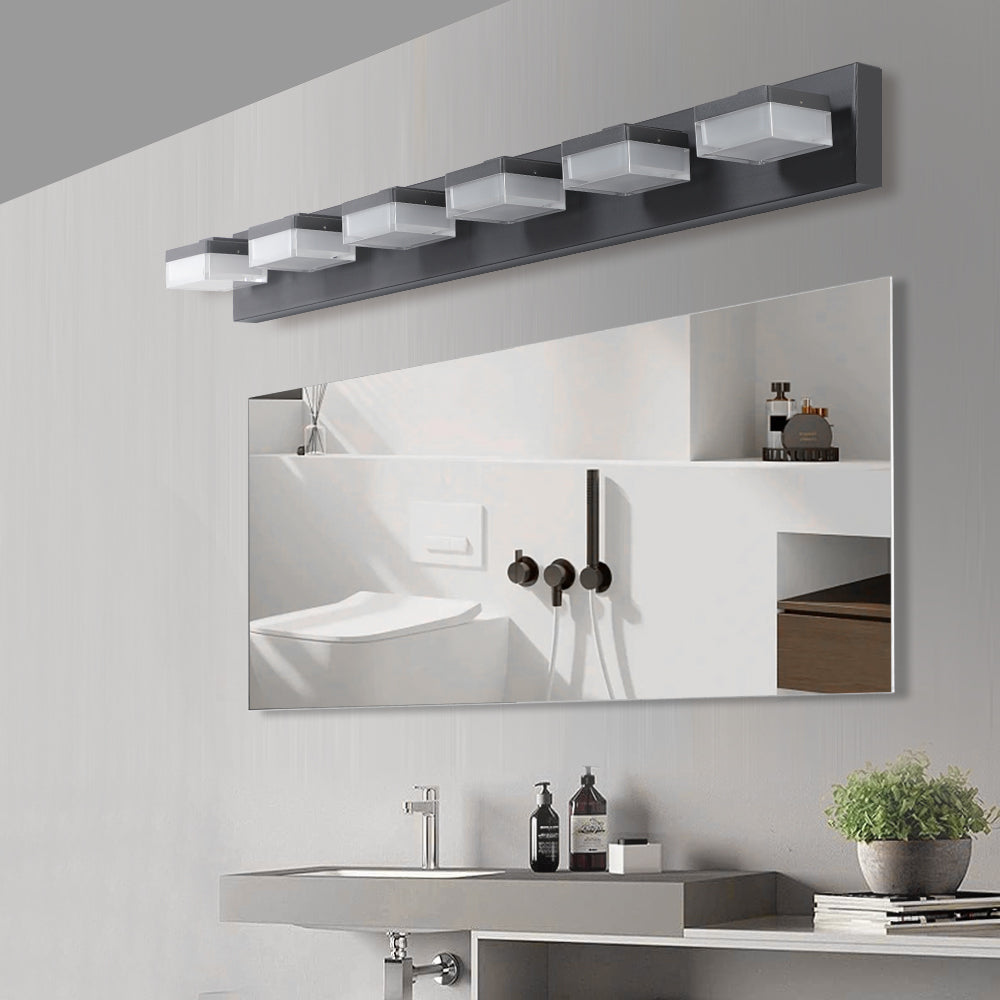 Modern 6-Light Black LED Vanity Mirror Light Fixture