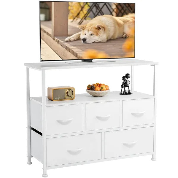 Closet Fabric Dresser With Metal Frame Tv Stand